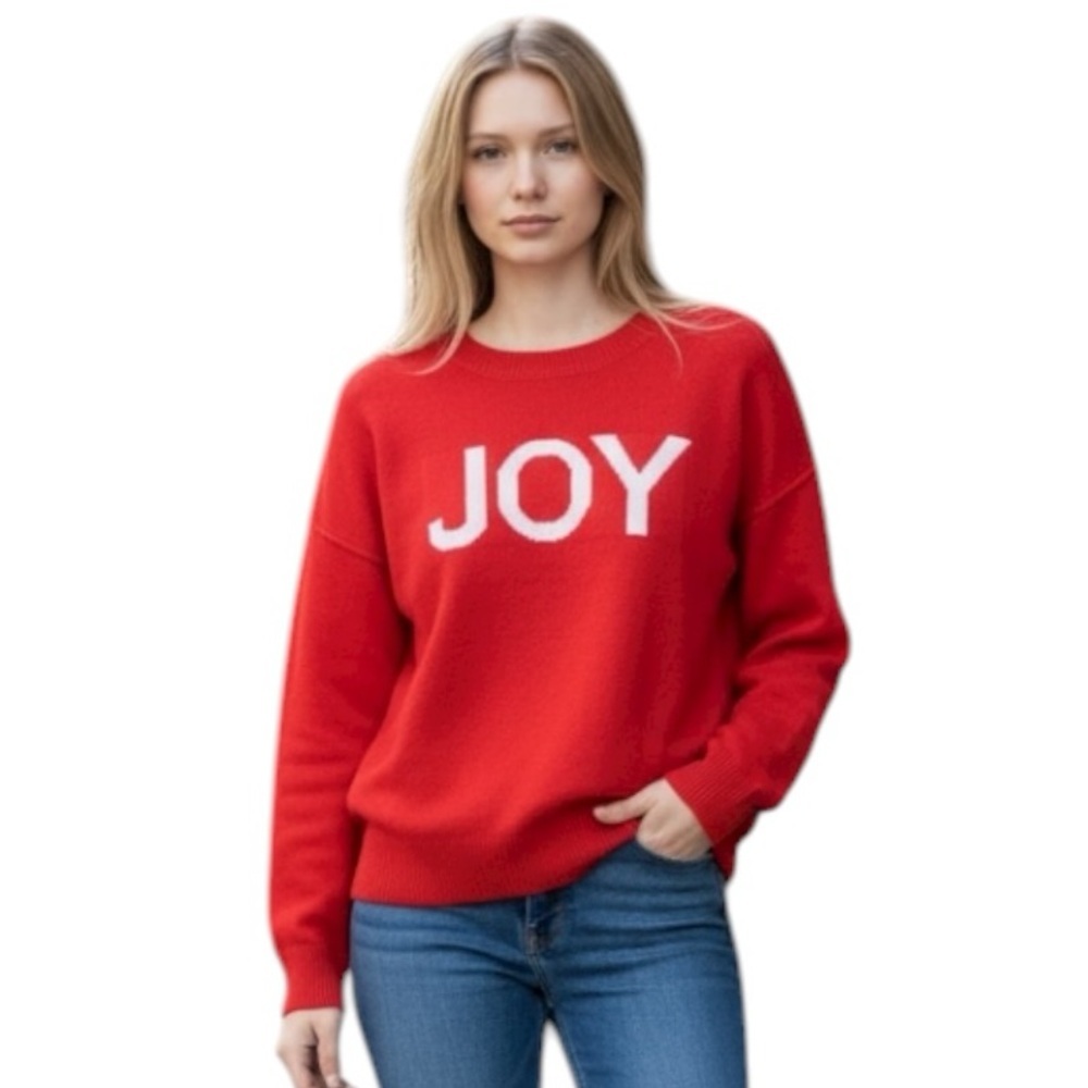 Vince Camuto Red JOY Sweater Size Medium Red Crew Neck Long Sleeve Holiday Knit